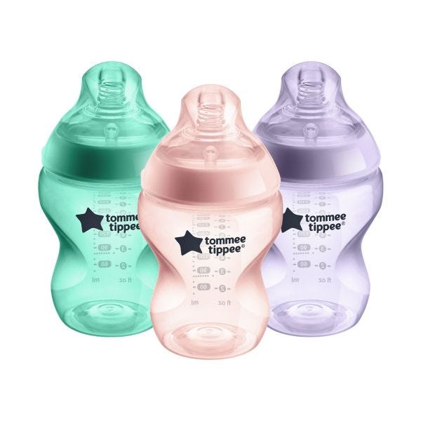 Closer to Nature Baby Bottles - Colour My World Pacific Pink - 260ml - 3 Pack