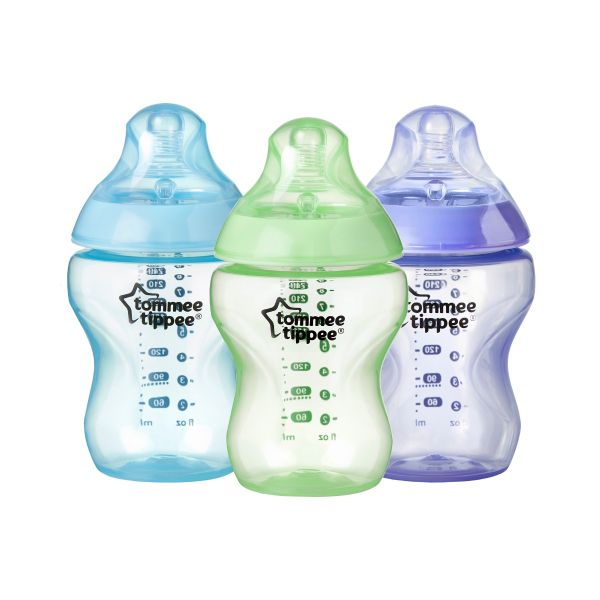 Closer to Nature Baby Bottles - Colour My World Blue - 260ml - 3 Pack