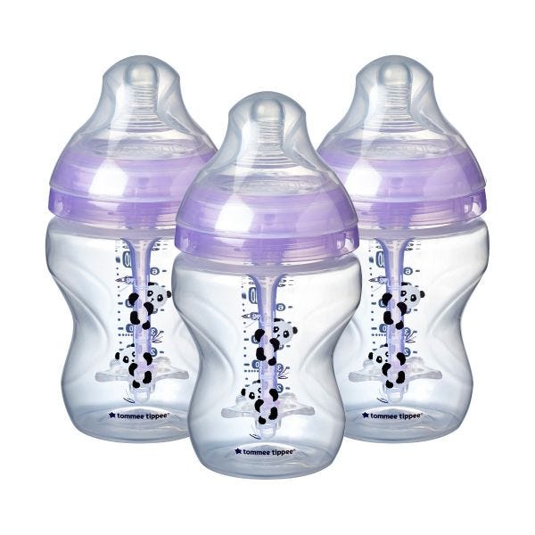 Advanced Anti-Colic Decorated Baby Bottles, pink, 260ml - 3 pack