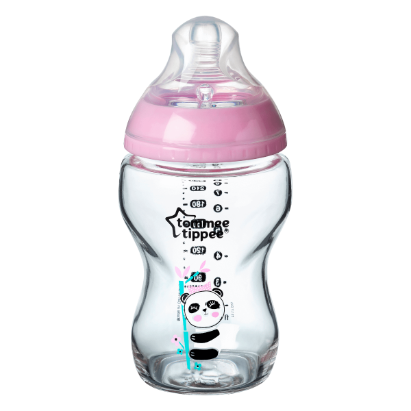 Closer to Nature Glass Baby Bottle 250ml, pink - 1 pack