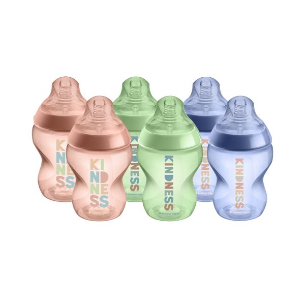 Closer to Nature Decorated Baby Bottle, Be Kind, 260ml - 6 pack 