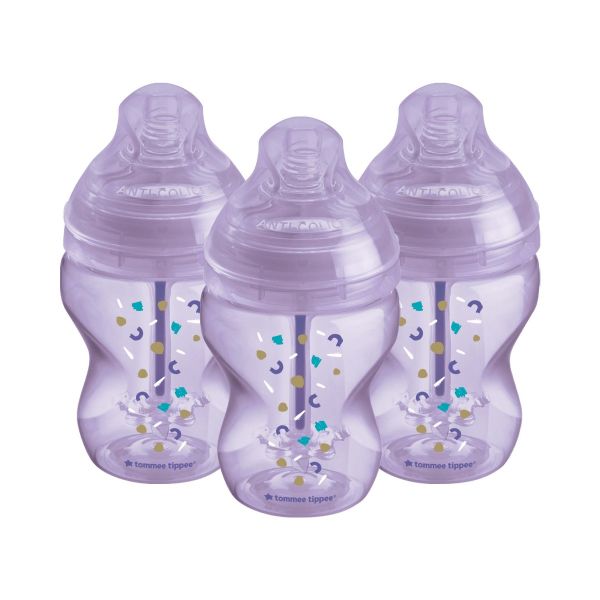 Advanced Anti-Colic Baby Bottle Purple – 260ml – 3 Pack