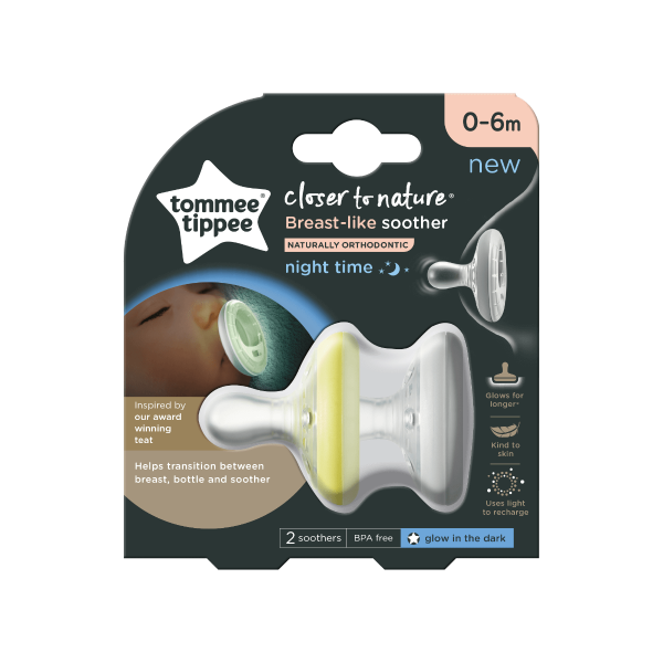 Breast-like Night Time Soother, 0-6 months - 2 pack