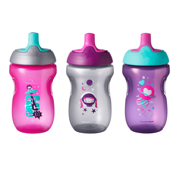 Active Sports Bottle, pink  (12 months+) - 3 pack