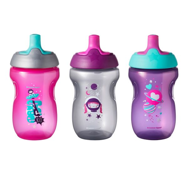 Active Sports Bottle, Pink (12 Months+) - 3 Pack