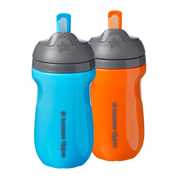 Insulated Straw Toddler Tumbler - 12+ months, 2 pack, Blue/Orange 