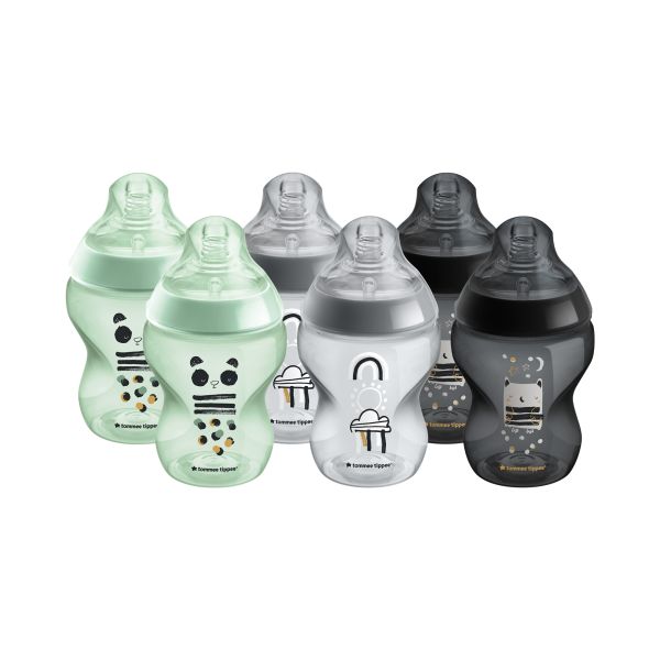Closer to Nature Decorated Baby Bottle, Ollie and Pip, 260ml - 6 pack 