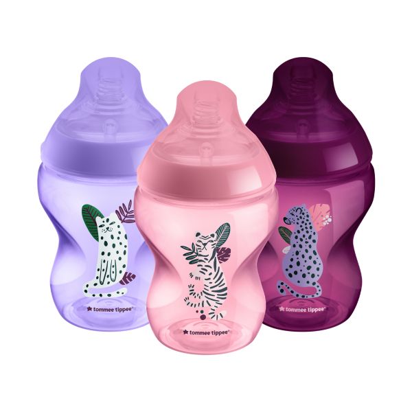 Closer to Nature Baby Bottle, Jungle Pinks, 260ml - 3 pack 