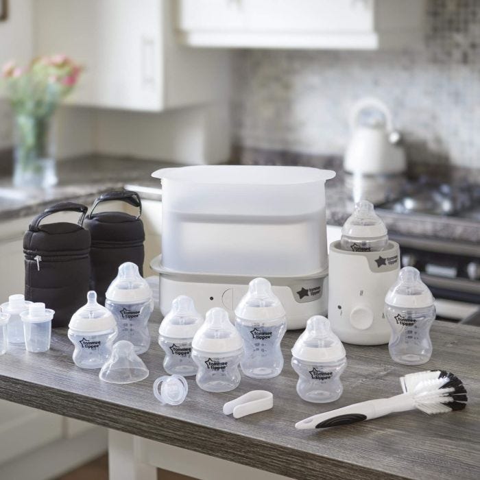 white-Complete-Feeding-Set-on-kitchen-bench