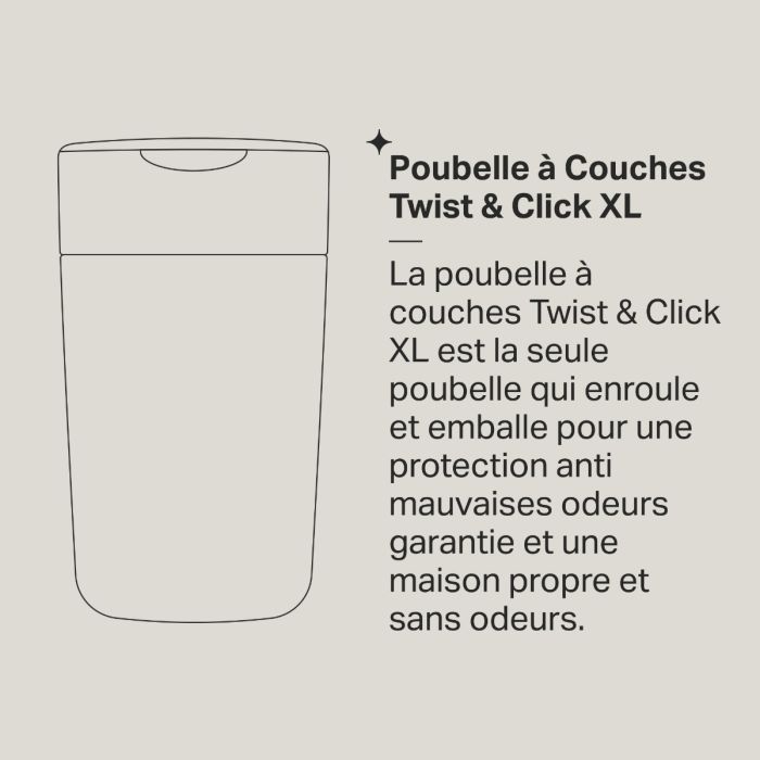 Poubelle a couches twist & click XL infographie