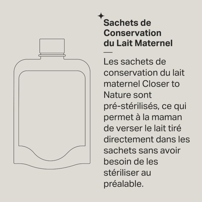 Sachsets de conservation du lait maternel