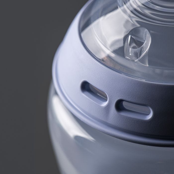 Close up of sterilising vents on the Natural Start baby bottle ring