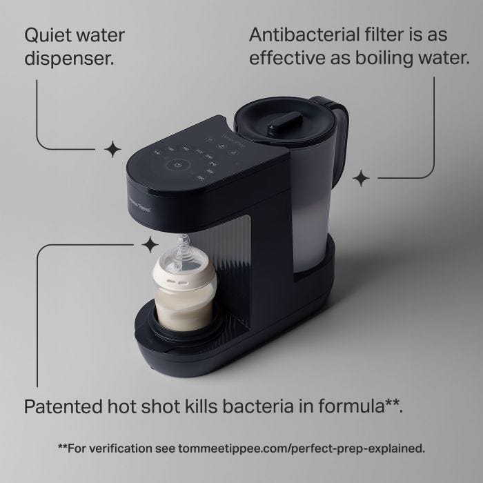 Perfect Prep machine against a grey background with pointers to the product features