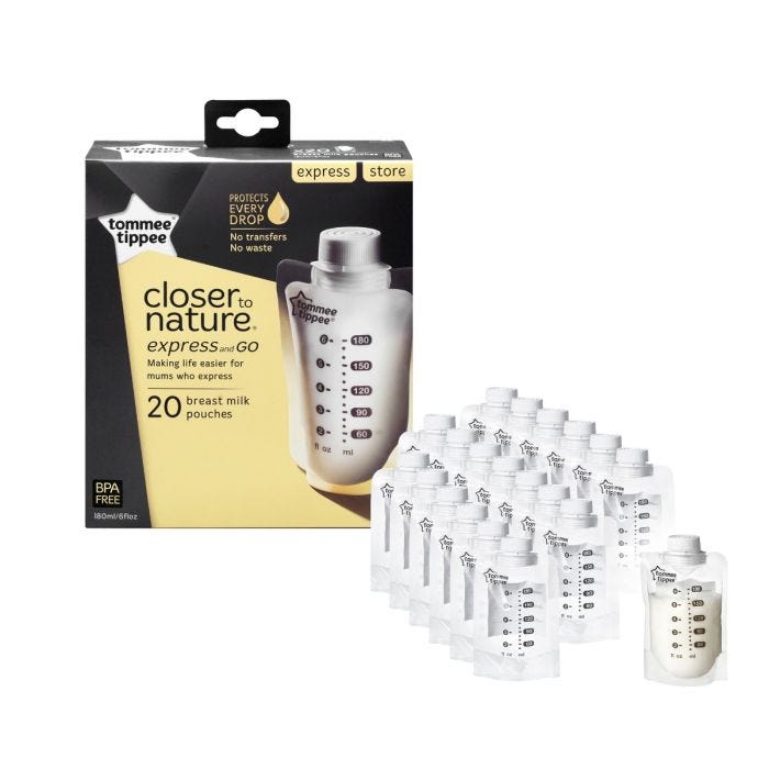 Express and Go Breast Milk Pouches - 20 pack with packaging