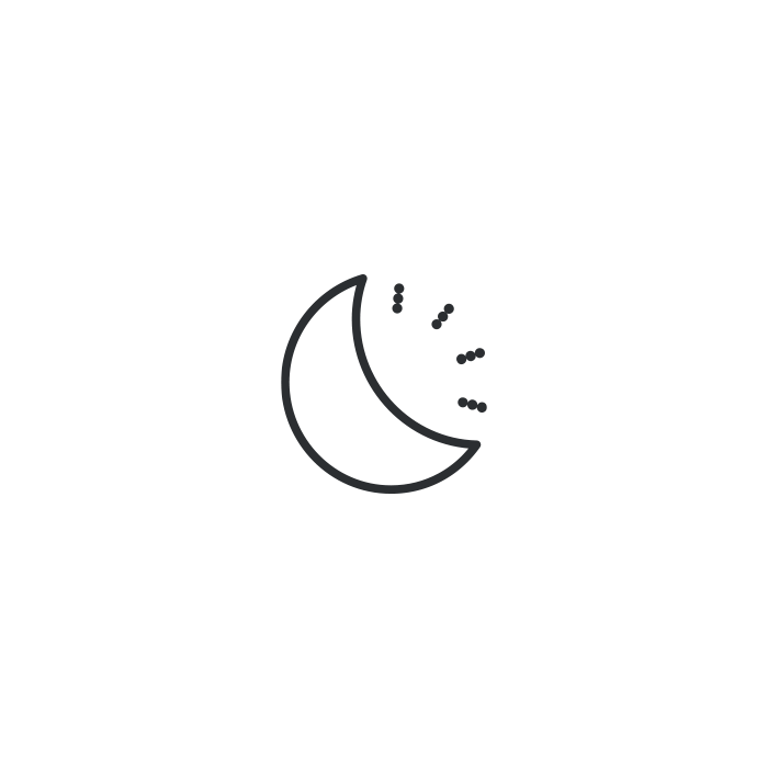 Key line of moon with three lines above to show glowing