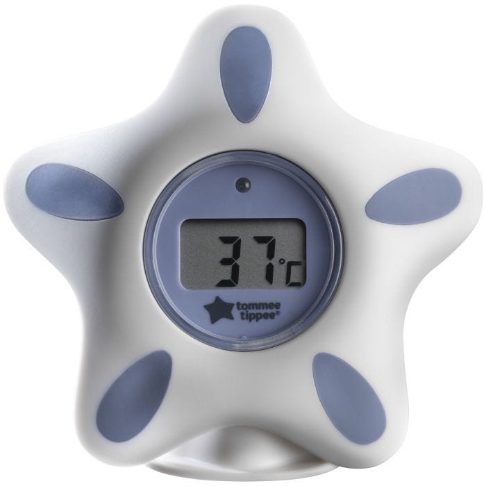 InBath baby bath and room thermometer on white background.