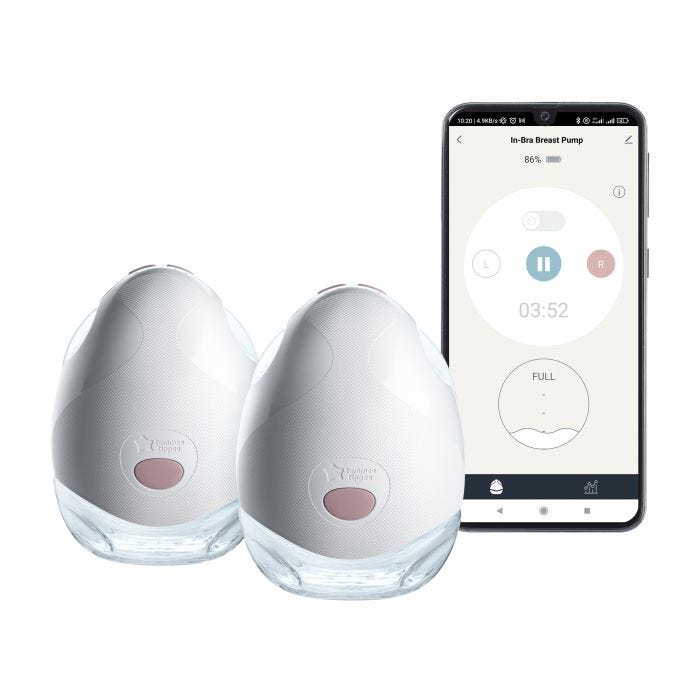 Double wearable breast pump against a white background