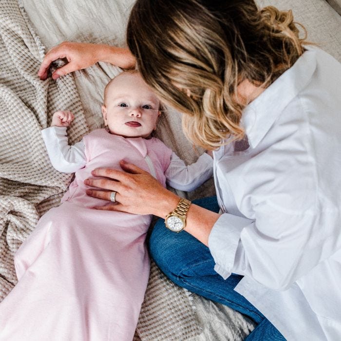 Child wearing The Original Grobag Pink Marl Sleepbag