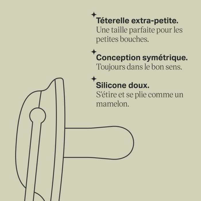 Dessin de la sucette à côté d&apos;une liste de caractéristiques clés