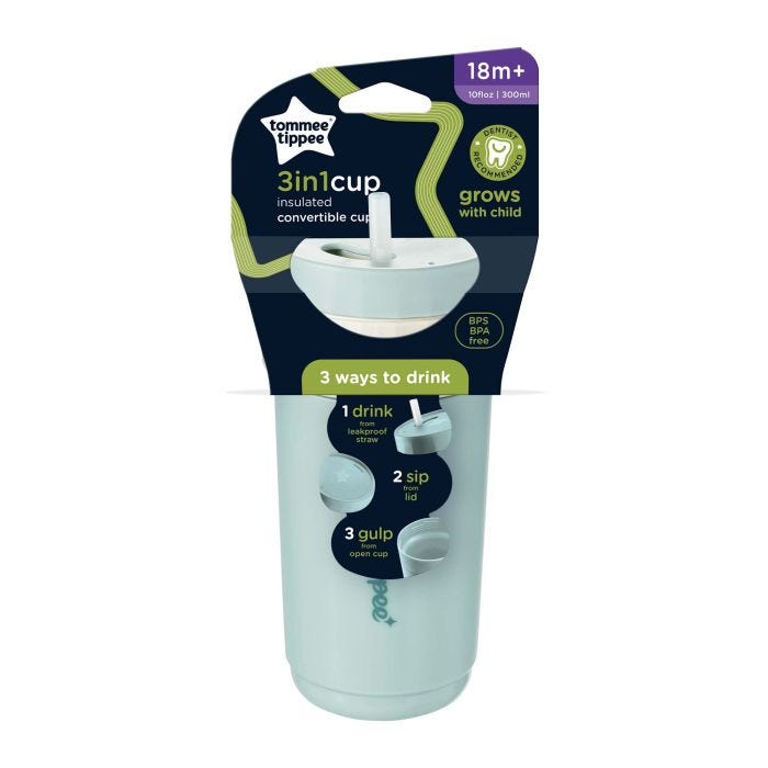 3-in-1 Insulated Convertible Cup in its packaging against a white background