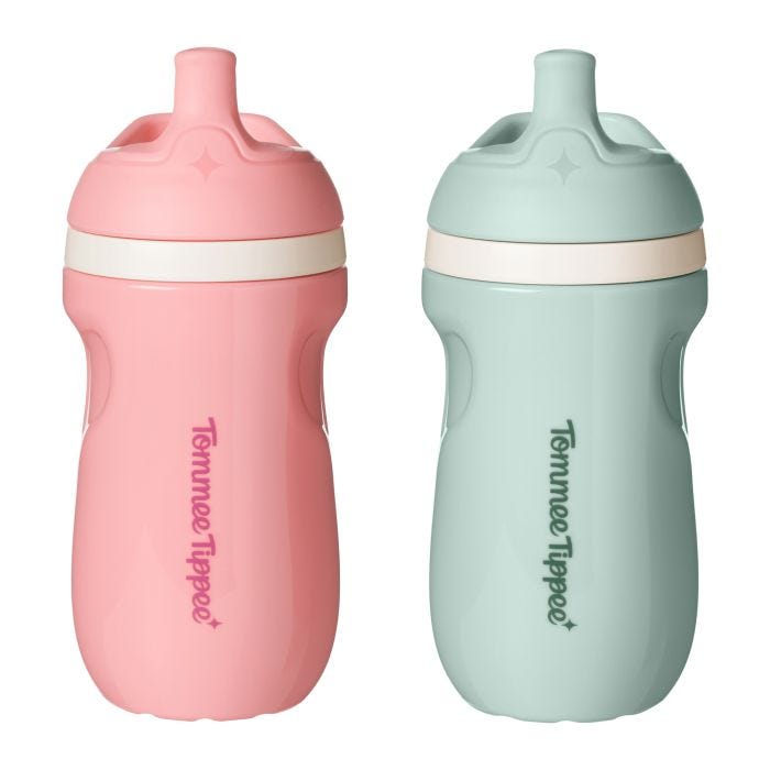 Two insulated sporty spout cups on a white background