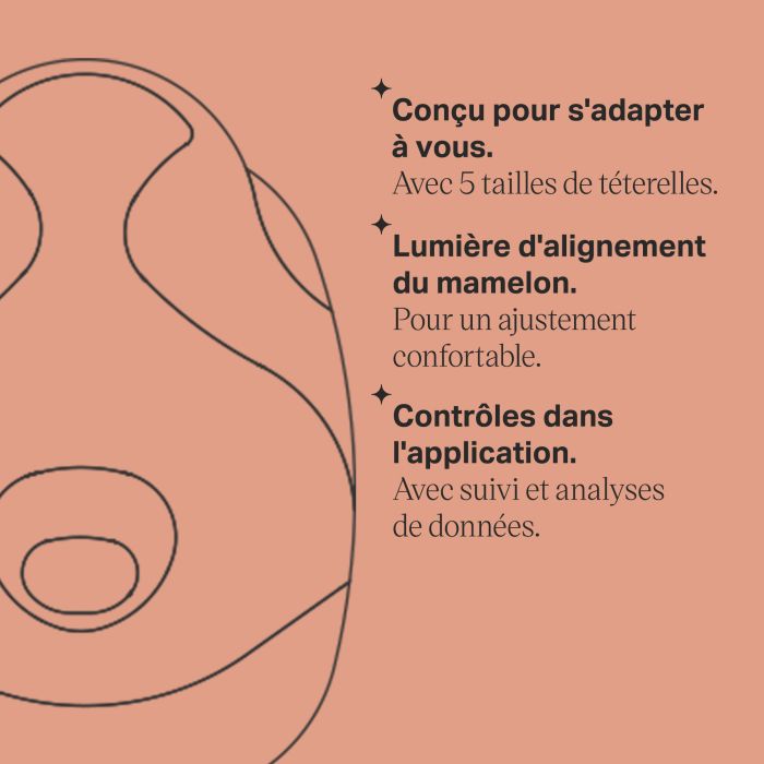 Dessin du tire-lait portable avec les principales caractéristiques à énumérer