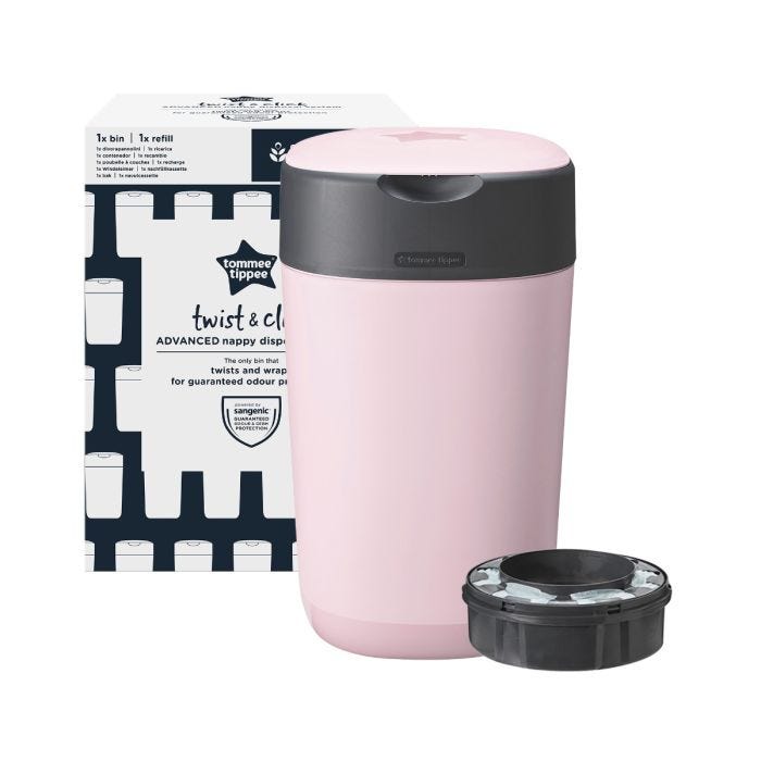 twist and click nappy bin pink