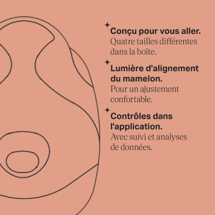 Dessin du tire-lait portable avec les principales caractéristiques à énumérer