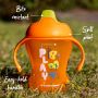 Orange trainer sippee cup with pointers to its bite resistant spout
