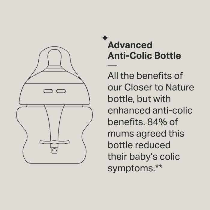 Advanced anti-colic bottle infographic