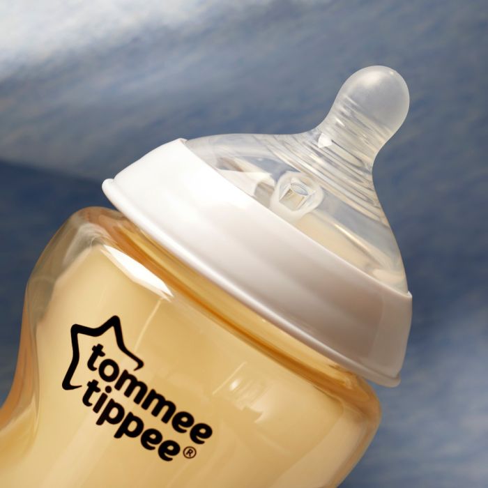 Baby bottle with milk inside 