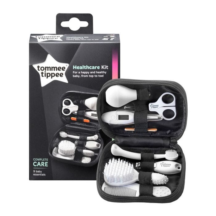 Tommee Tippee Healthcare Kit in front of packaging