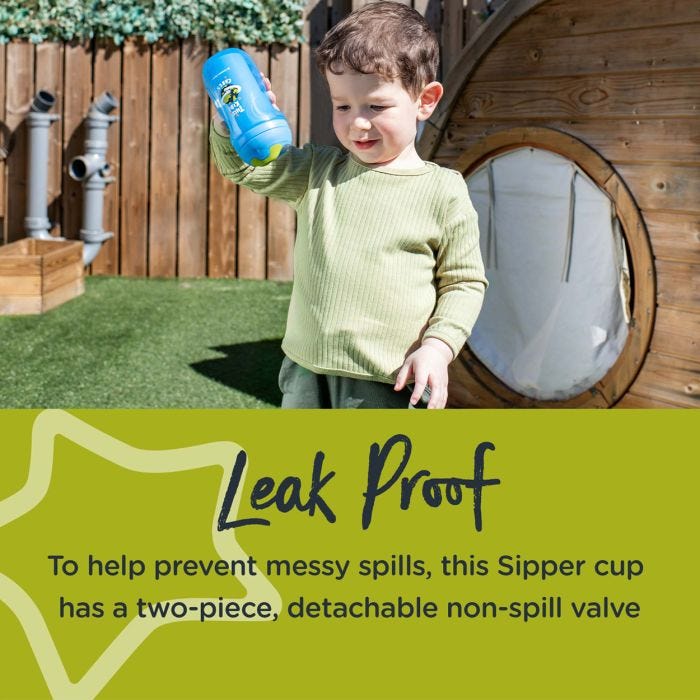 Someone putting the valve into the lid of their Sippee Cup with text about how it’s leak proof