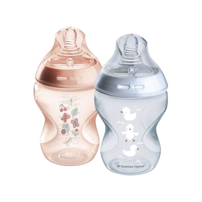 Natural Start baby bottles on a white background