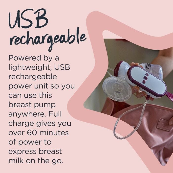 Made for me Electric Breast Pump USB infographic 