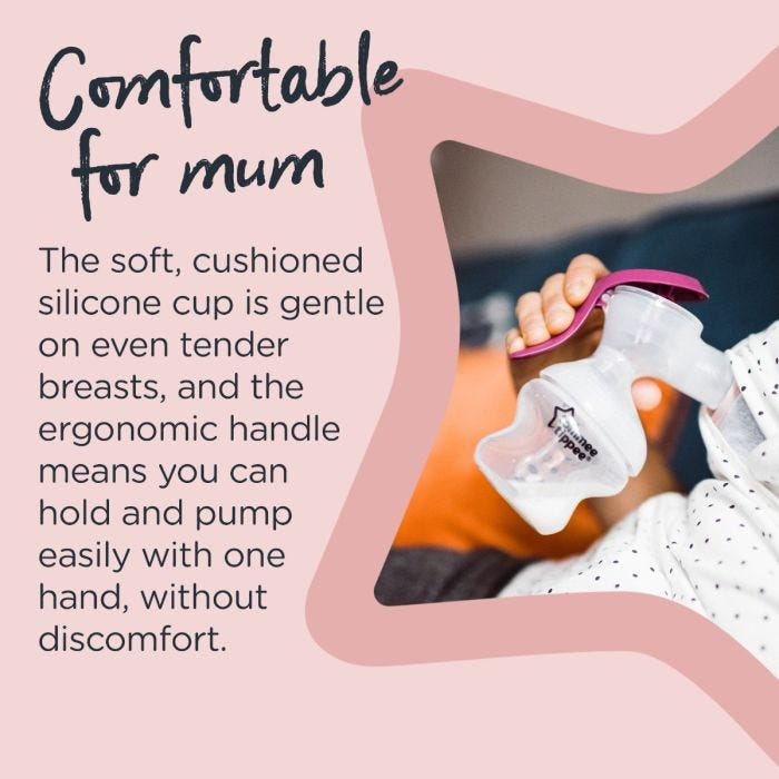 Made for me manual breast pump infographic  - comfortable for mum 