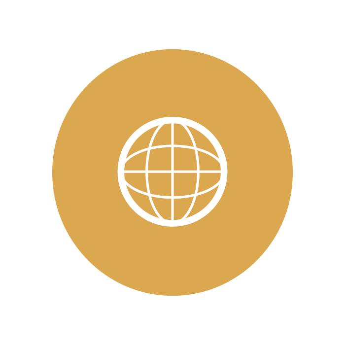 Yellow circle icon with white globe inside