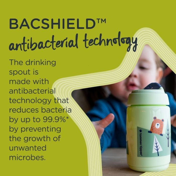 Superstar Sipper Training Cup Infographic- BACSHIELD antibacterial technology