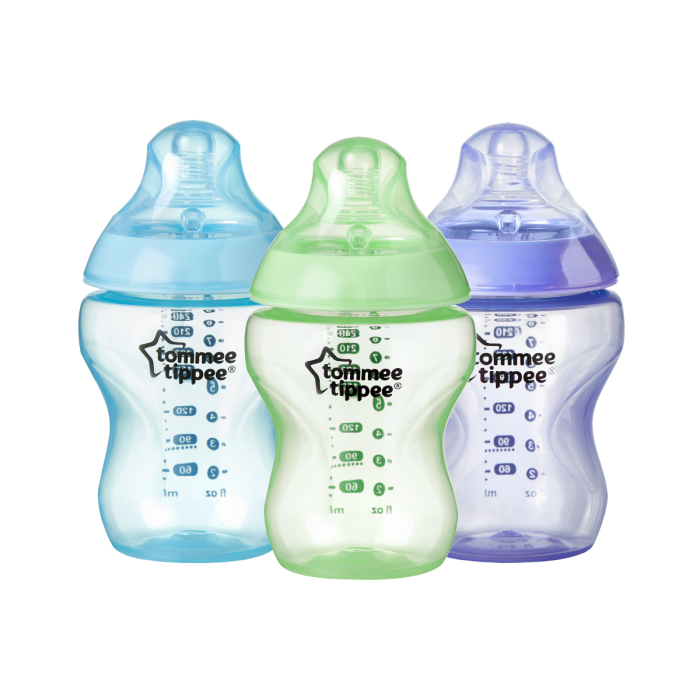 three-closer-to-nature-baby-bottles-in-pastel-blue-green-ad-purple