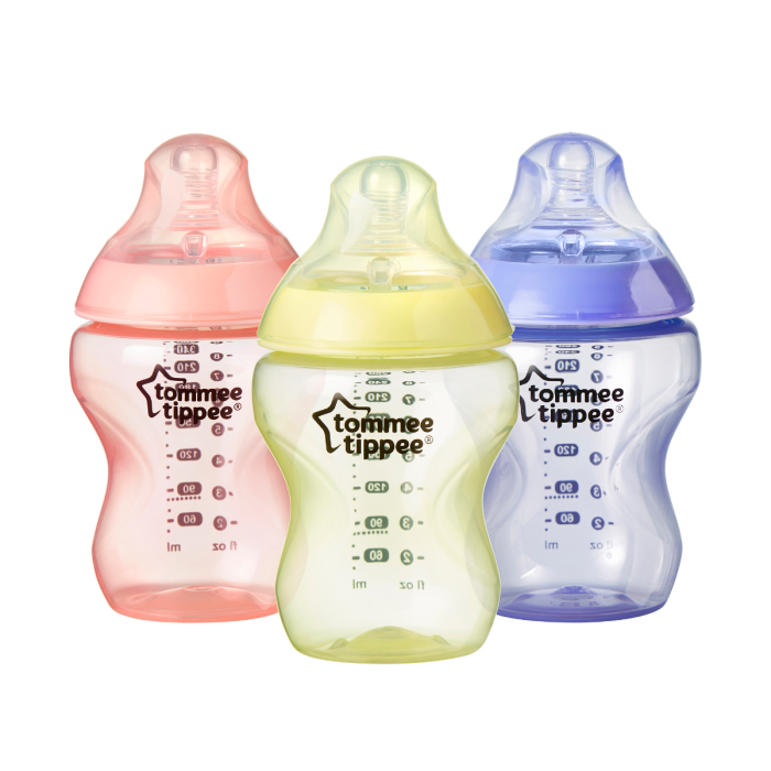 three-closer-to-nature-baby-bottles-in-pastel-yellow-pink-and-purple