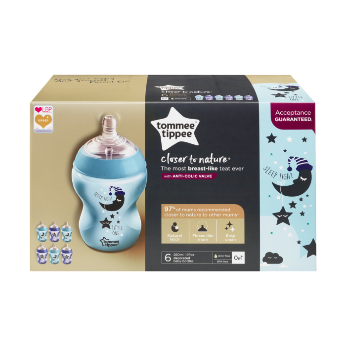 Packaging-for-Closer-to-nature-sleep-tight-little-one-baby-bottle-6-pack-blue-and-purple-with-moon-and-stars-design