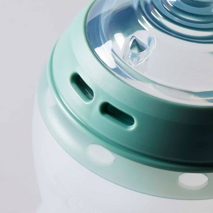 Close up of sterilising vents on the silicone baby bottle ring