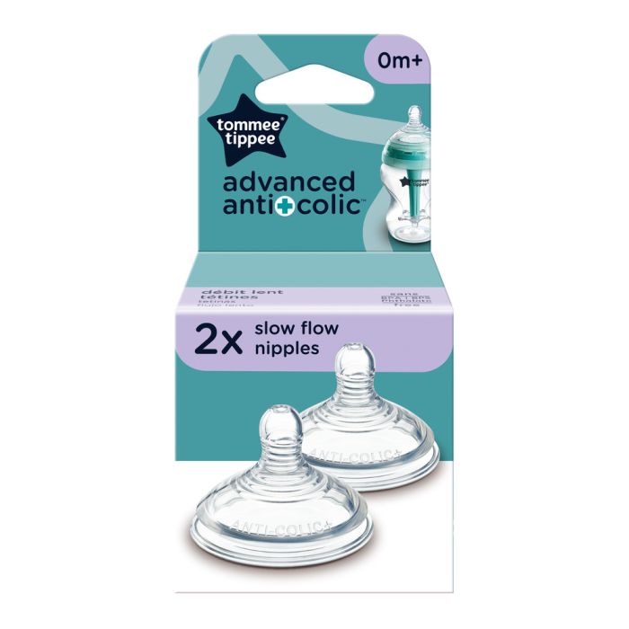 Advanced Anti-Colic bottle nipples in their packaging against a white background