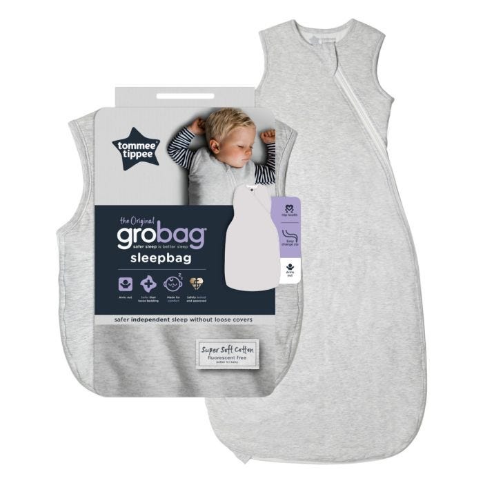 The Original Grobag Grey Marl Sleepbag with packaging