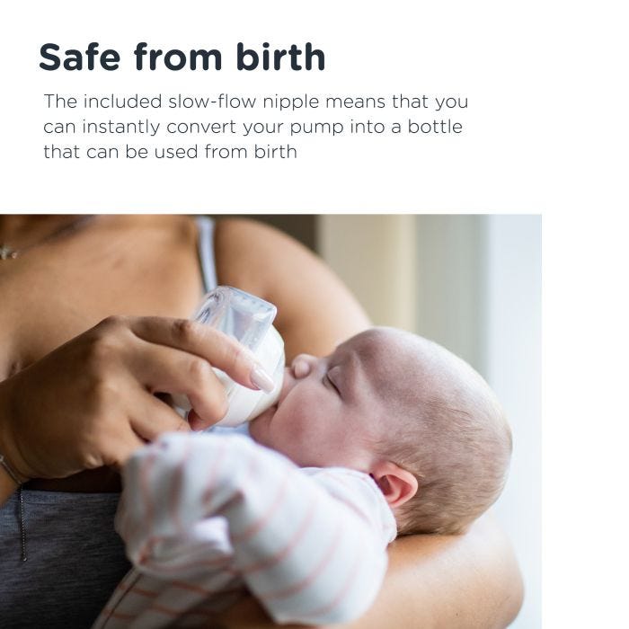 Image of baby with eyes closed whilst mom feeds them from the collector bottle