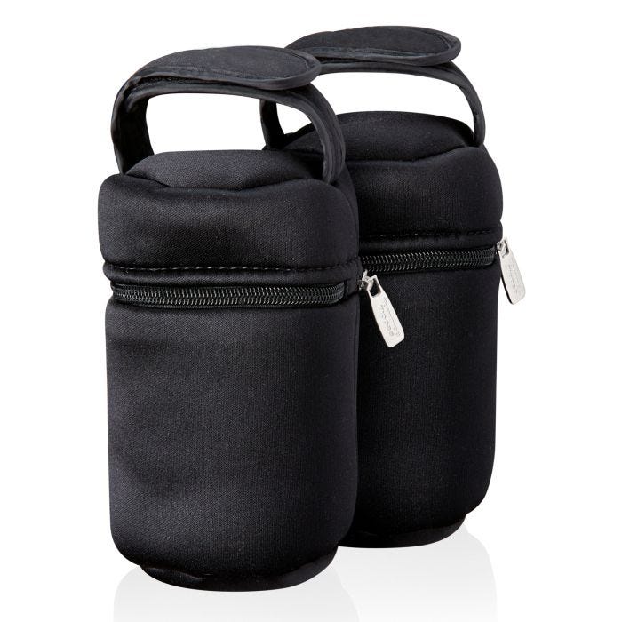 Two insulated bottle bags against a white background