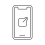 Icône d&apos;un smartphone avec une boîte et une flèche à l&apos;intérieur