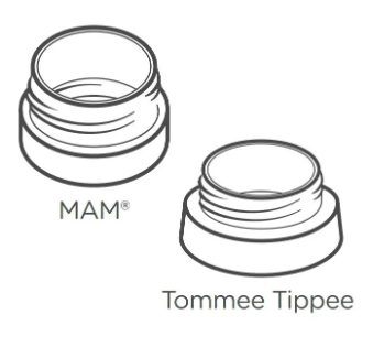 Diagram of Mam and Tommee Tippee lid adapters
