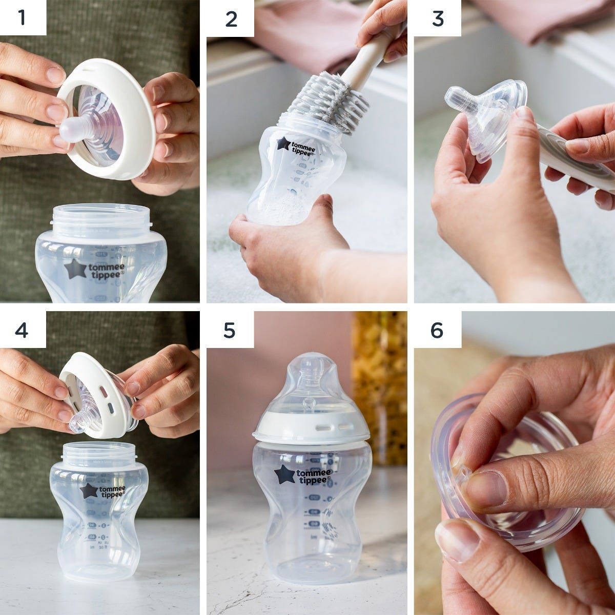 image showing how to prepare Natural Start Glass bottle for use