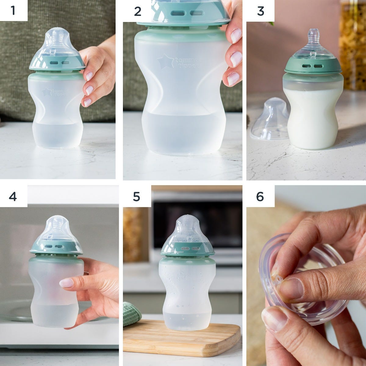 Image showing how to self-sterilise Natural Start Bottle 